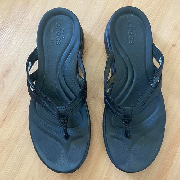 CROCS Dual Comfort Flip Flops | Black - Picture 2 of 4